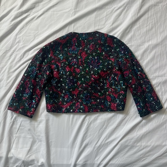 Vintage 70s Colorful Sequin Embellished Multicolor Jacket Cardigan - Picture 6 of 10